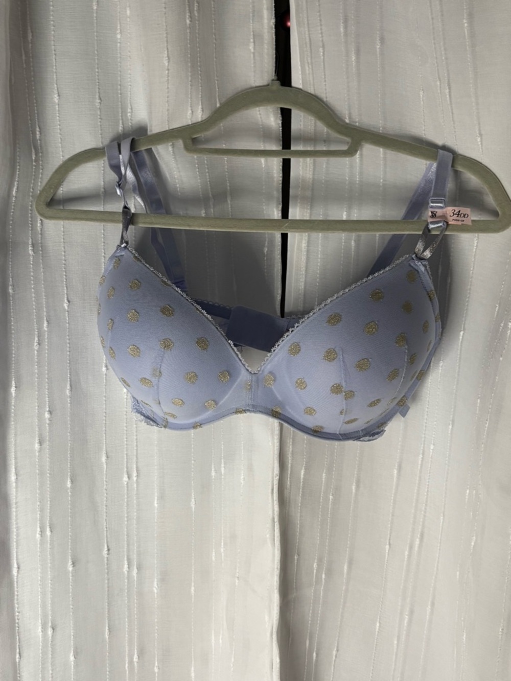 Victoria's Secret Light Blue Bra with Gold Dot Accents